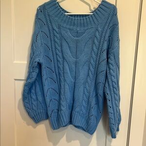 Cozy Blue Cable Knit Sweater